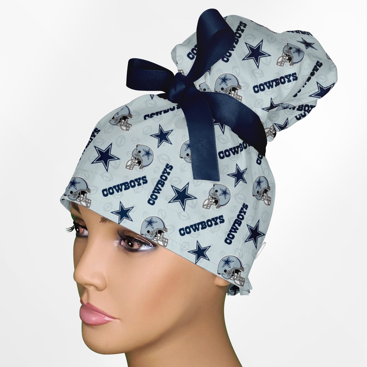 Cowboys Logo High Bun Ponytail Scrub Cap