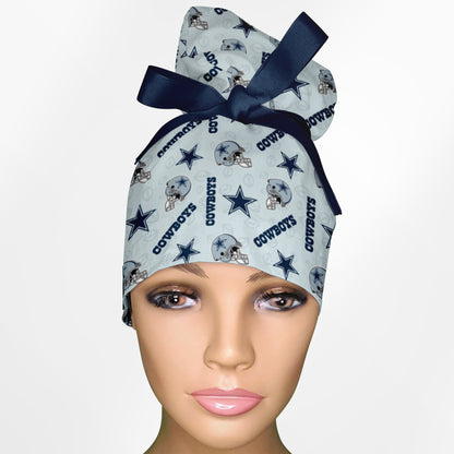 Cowboys Logo High Bun Ponytail Scrub Cap