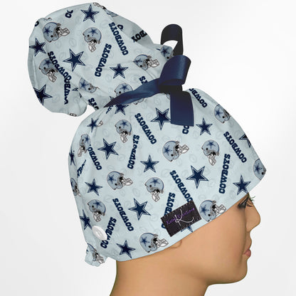 Cowboys Logo High Bun Ponytail Scrub Cap