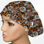 Cow Skull Leopard Euro Scrub Cap