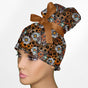 Cow Skull Leopard High Bun Ponytail Scrub Cap