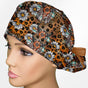 Cow Skull Leopard Ponytail Scrub Cap