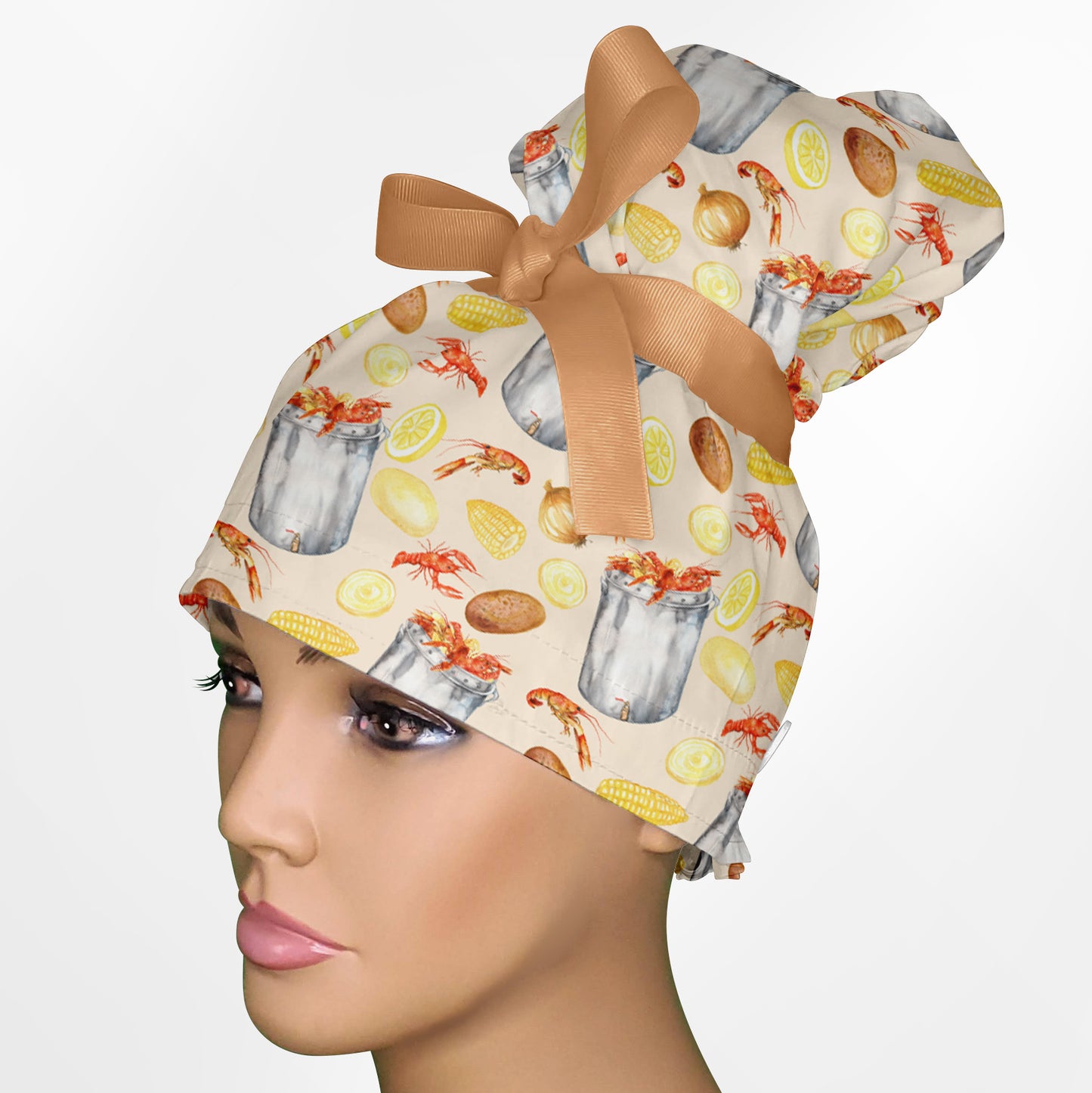 Craw Fish High Bun Ponytail Scrub Cap