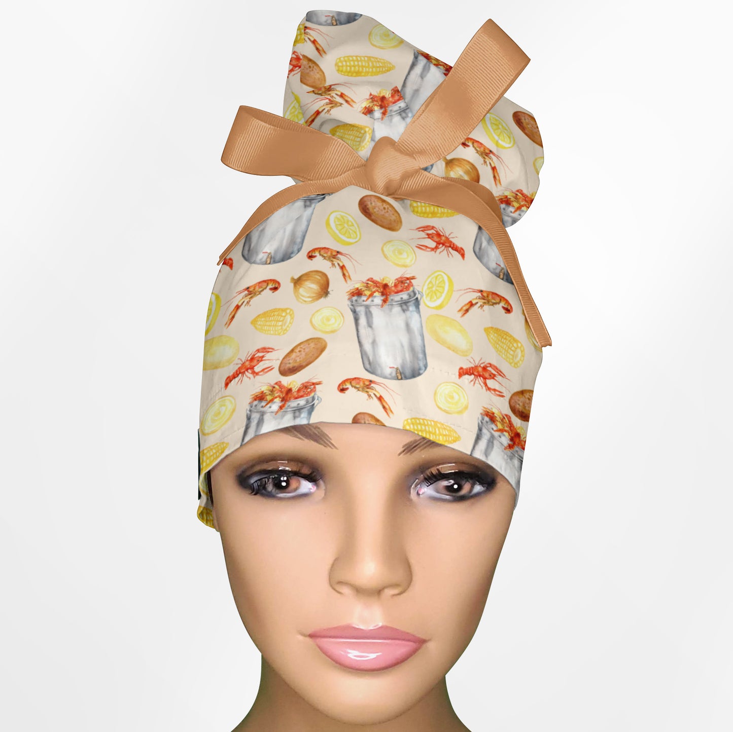 Craw Fish High Bun Ponytail Scrub Cap