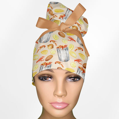 Craw Fish High Bun Ponytail Scrub Cap