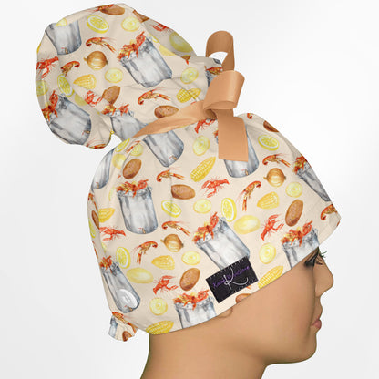 Craw Fish High Bun Ponytail Scrub Cap