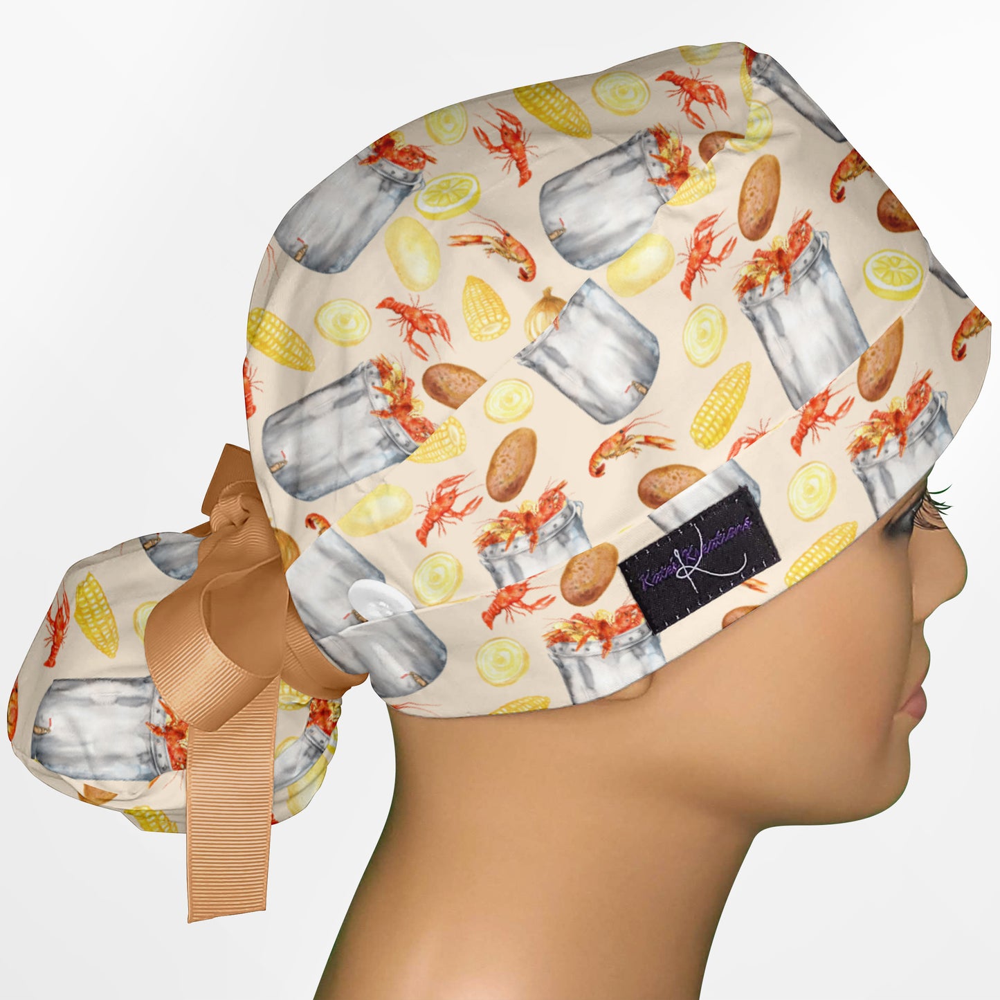 Craw Fish Ponytail Scrub Cap