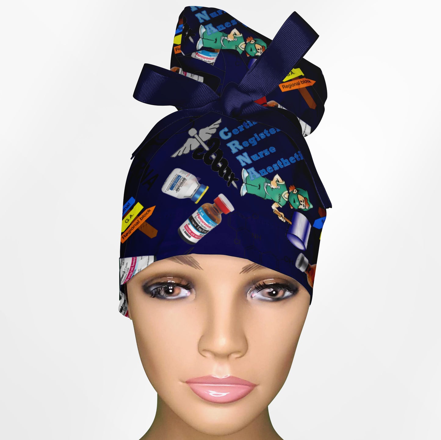 CRNA High Bun Ponytail Scrub Cap