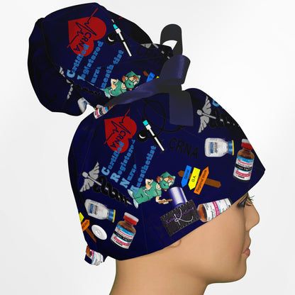 CRNA High Bun Ponytail Scrub Cap