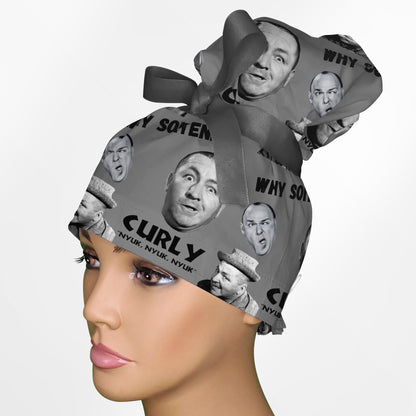 Curly High Bun Ponytail Scrub Cap