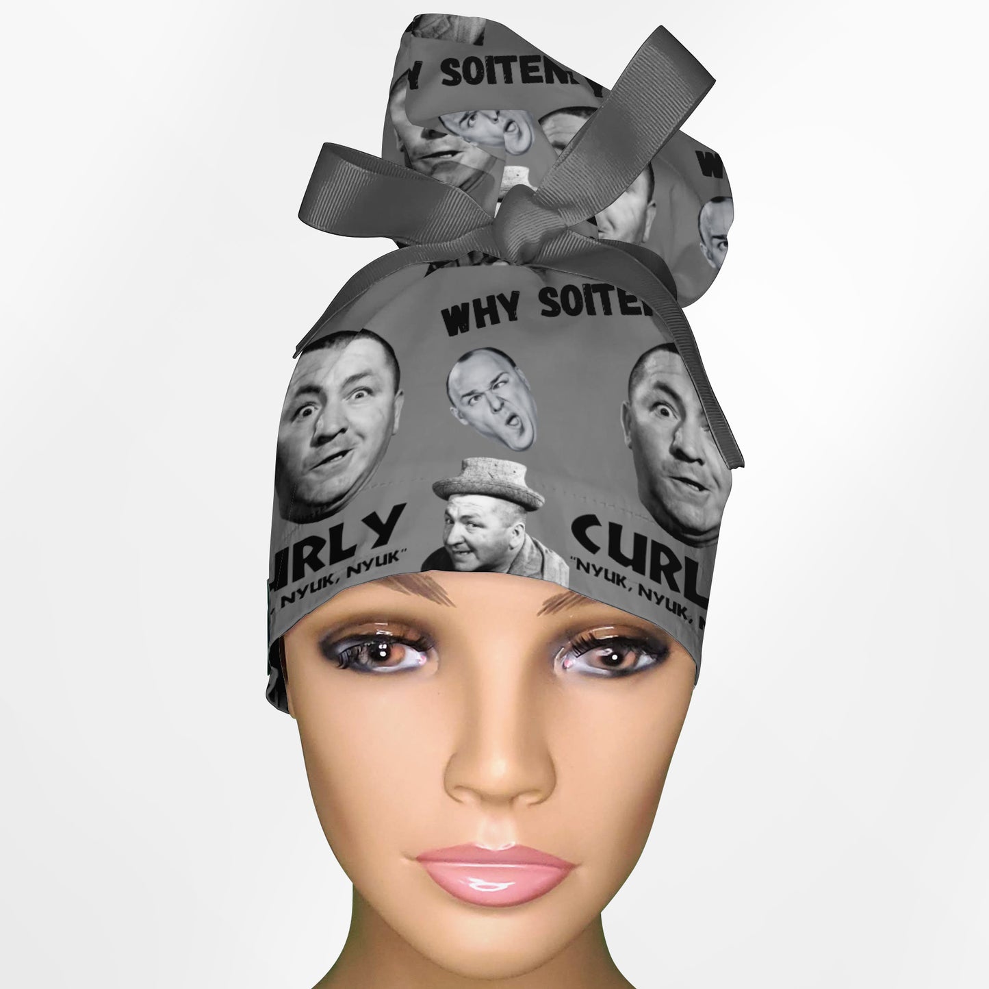 Curly High Bun Ponytail Scrub Cap