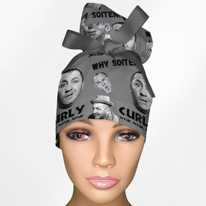 Curly High Bun Ponytail Scrub Cap