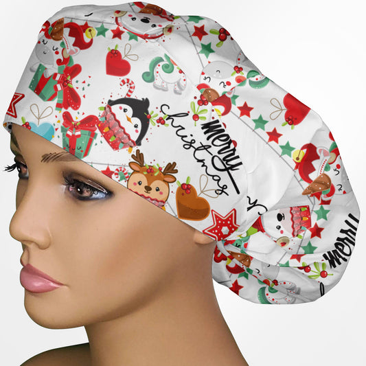 Cute Christmas Bouffant Scrub Cap
