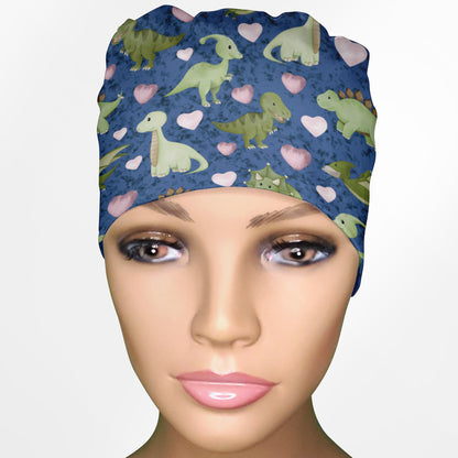 Cute Dino Low-Tie Surgeon Scrub Cap