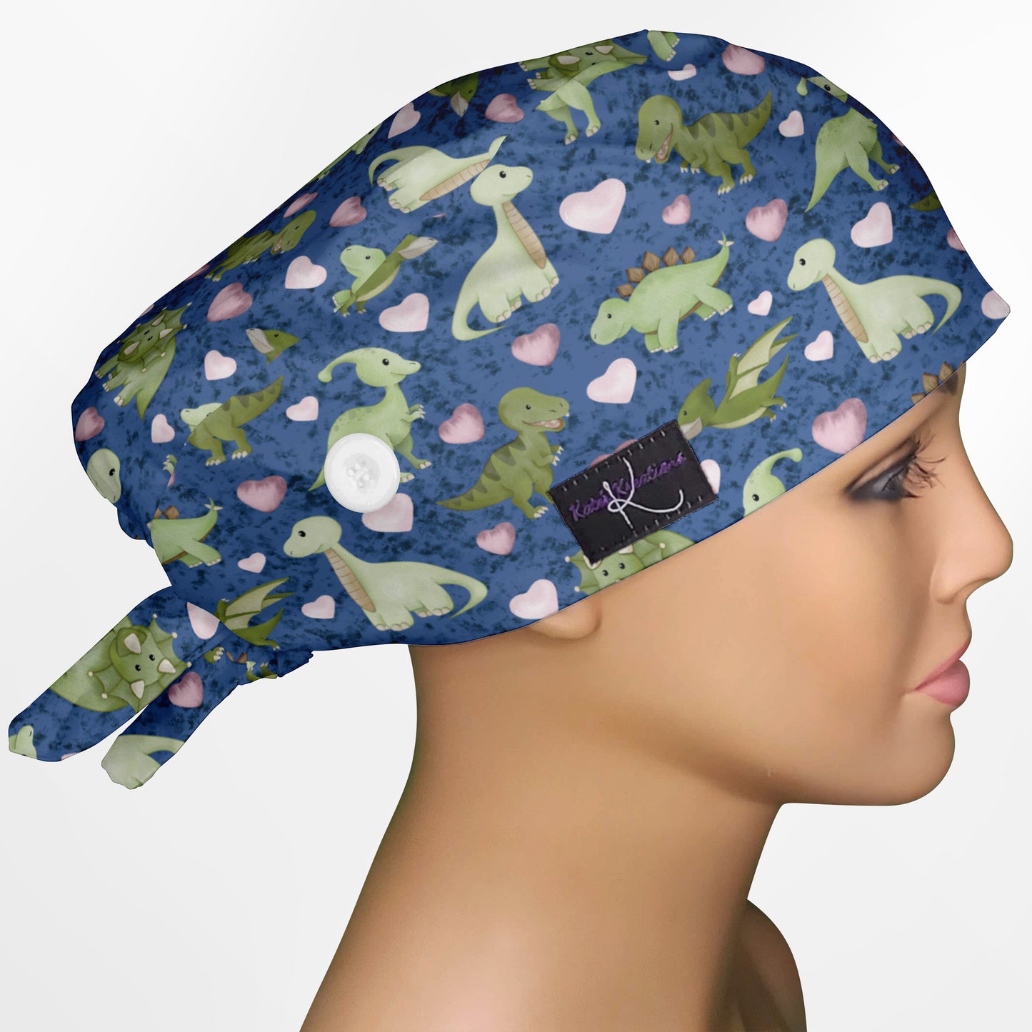 Cute Dino Low-Tie Surgeon Scrub Cap