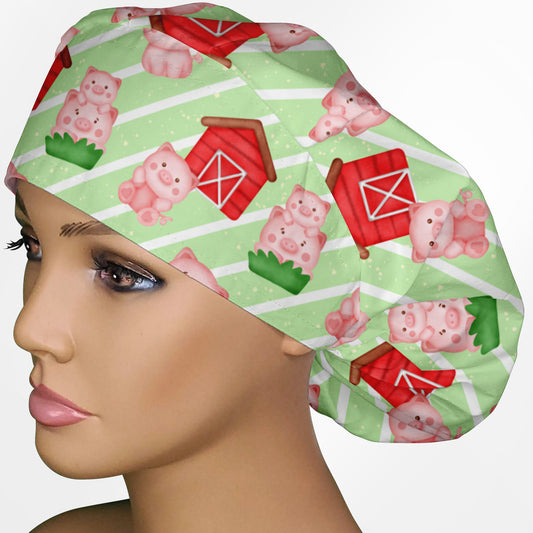 Cute Farm Piggies Bouffant Scrub Cap