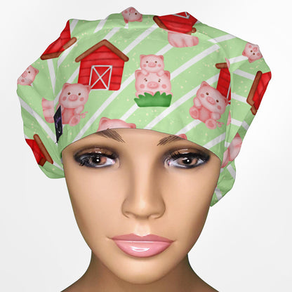 Cute Farm Piggies Bouffant Scrub Cap
