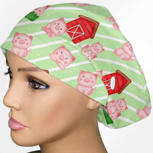 Cute Farm Piggies Euro Scrub Cap