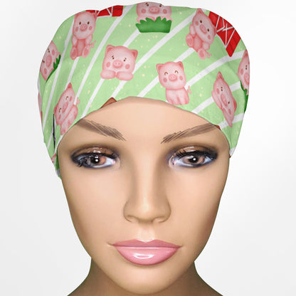 Cute Farm Piggies Euro Scrub Cap