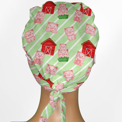 Cute Farm Piggies Low-Tie Surgeon Scrub Cap
