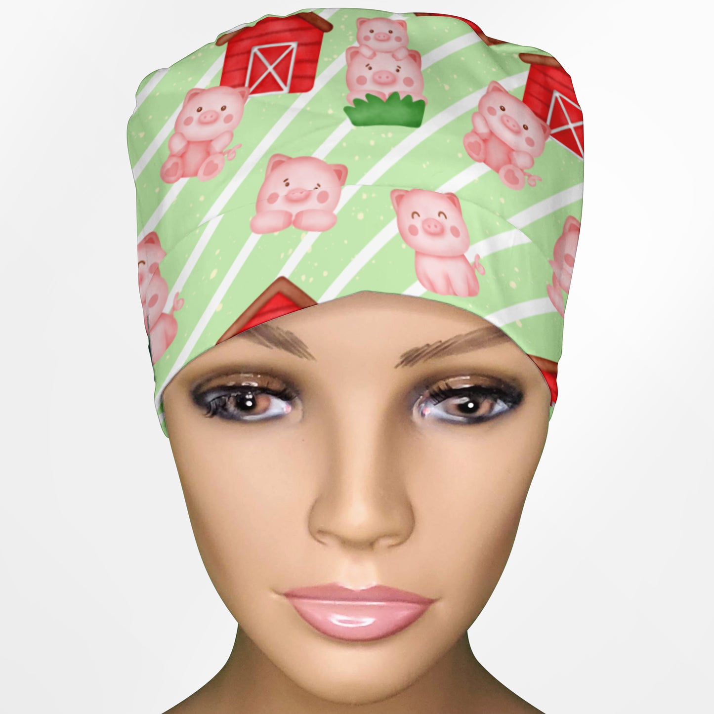 Cute Farm Piggies Ponytail Scrub Cap