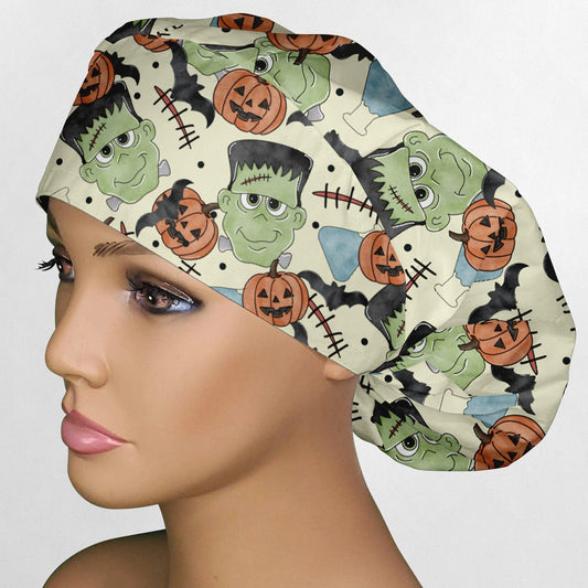 Cute Frankenstein Bouffant Scrub Cap