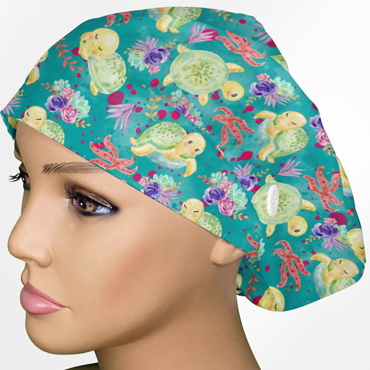 Cute Sea Turtle Euro Scrub Cap
