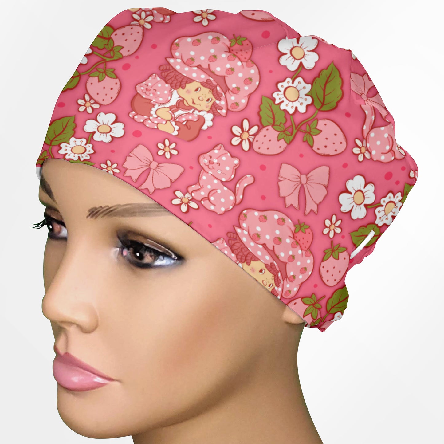 Cute Strawberry Shortcake Low-Tie Surgeon Scrub Cap