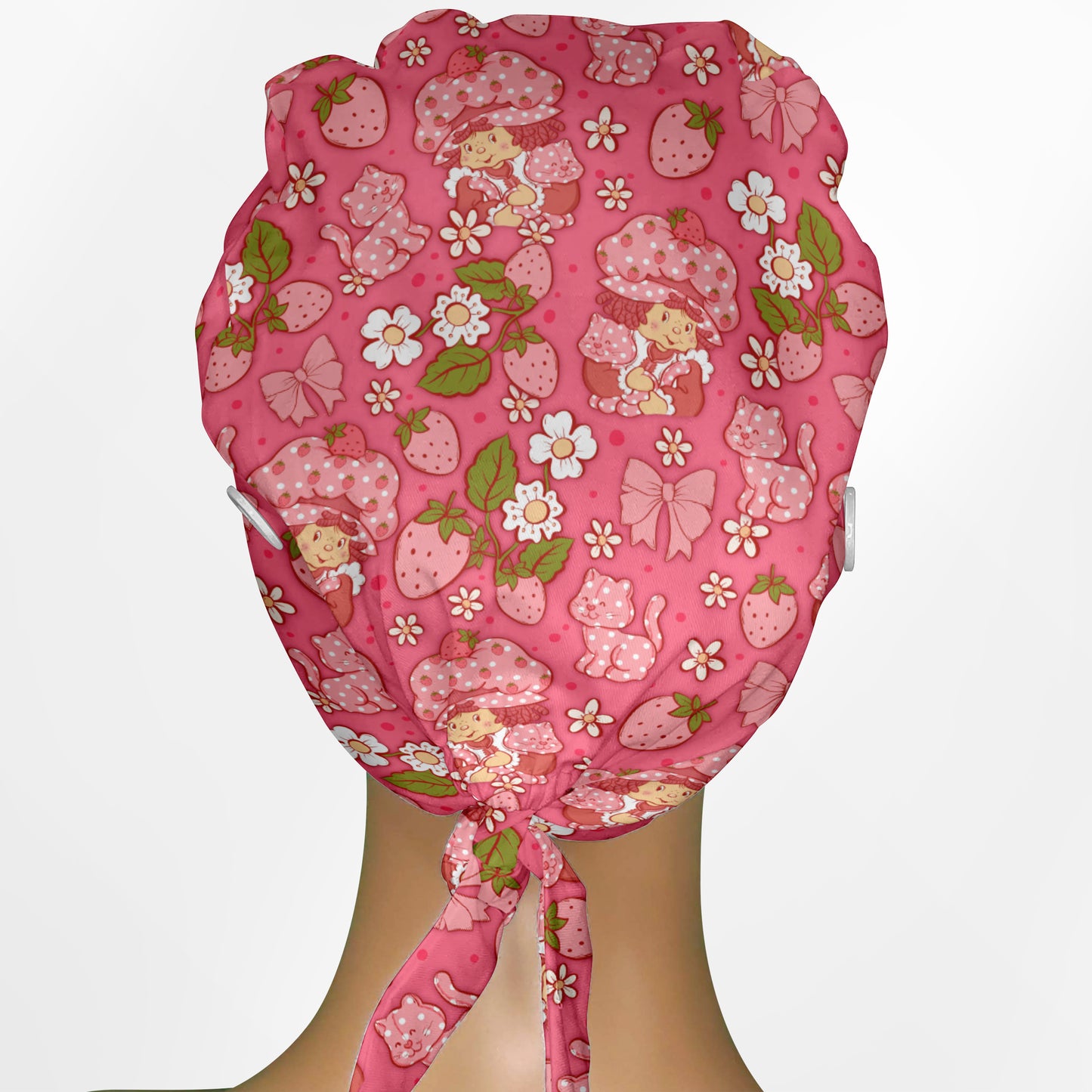 Cute Strawberry Shortcake Low-Tie Surgeon Scrub Cap