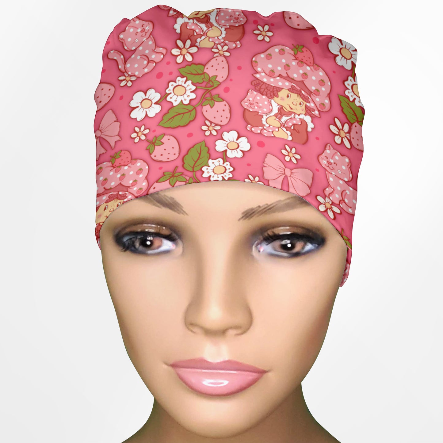 Cute Strawberry Shortcake Low-Tie Surgeon Scrub Cap