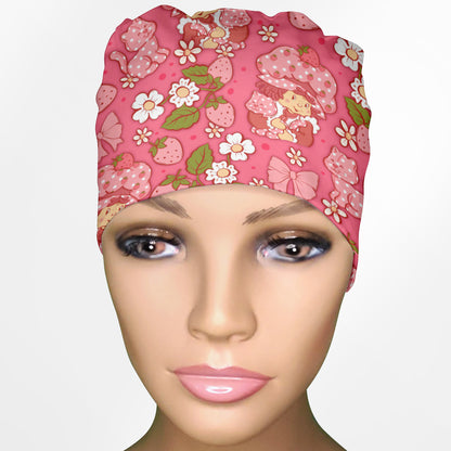 Cute Strawberry Shortcake Low-Tie Surgeon Scrub Cap