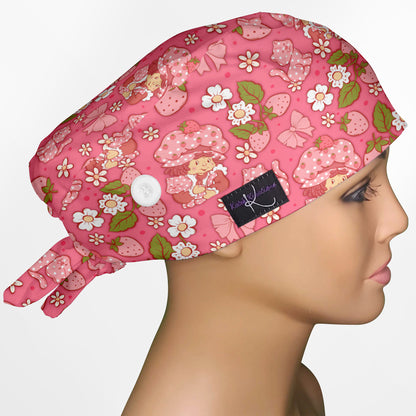 Cute Strawberry Shortcake Low-Tie Surgeon Scrub Cap