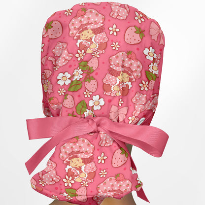 Cute Strawberry Shortcake Ponytail Scrub Cap