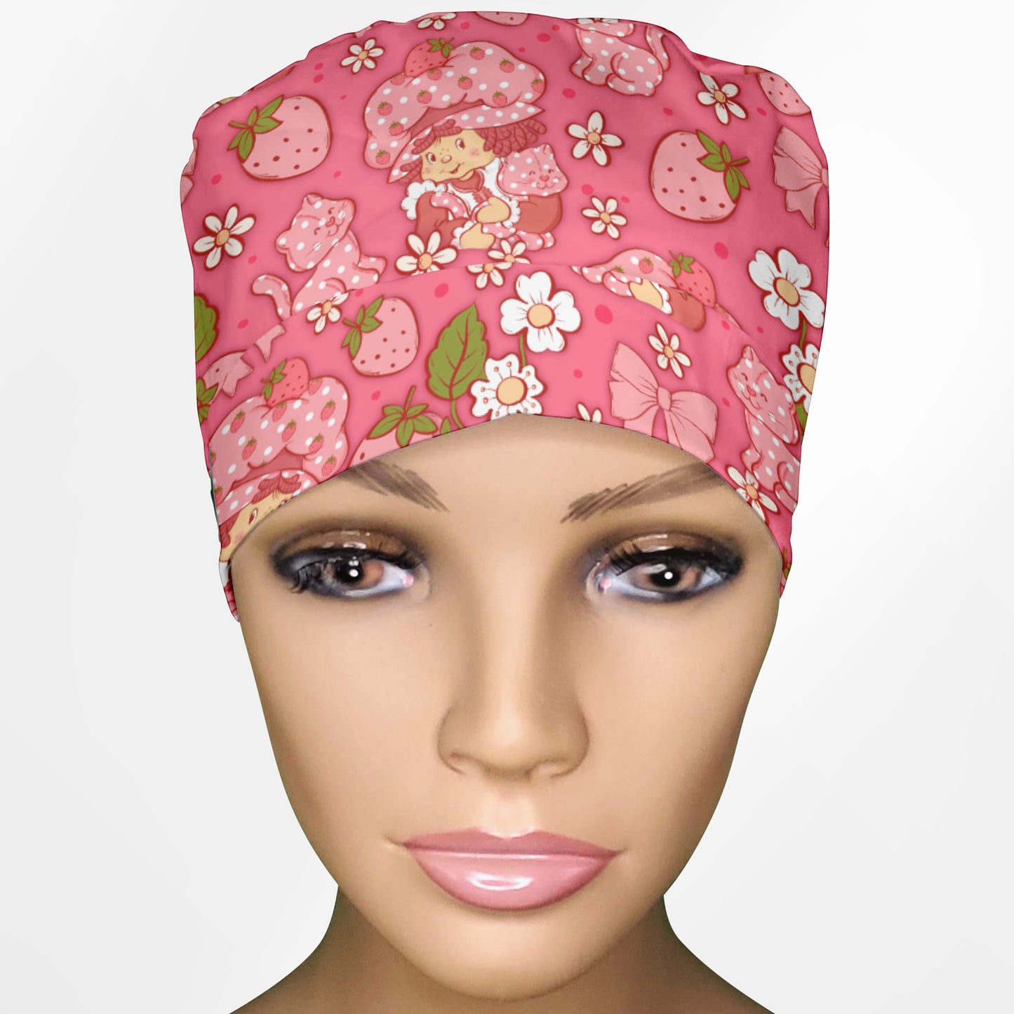 Cute Strawberry Shortcake Ponytail Scrub Cap