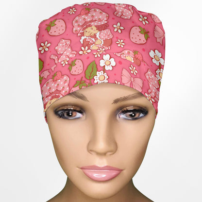 Cute Strawberry Shortcake Ponytail Scrub Cap