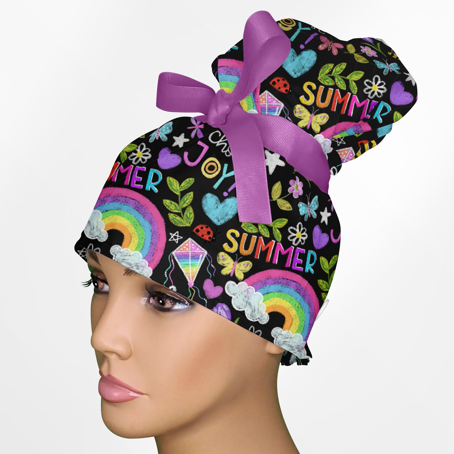 Cute Summer High Bun Ponytail Scrub Cap