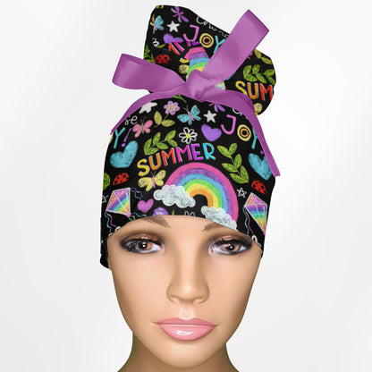 Cute Summer High Bun Ponytail Scrub Cap