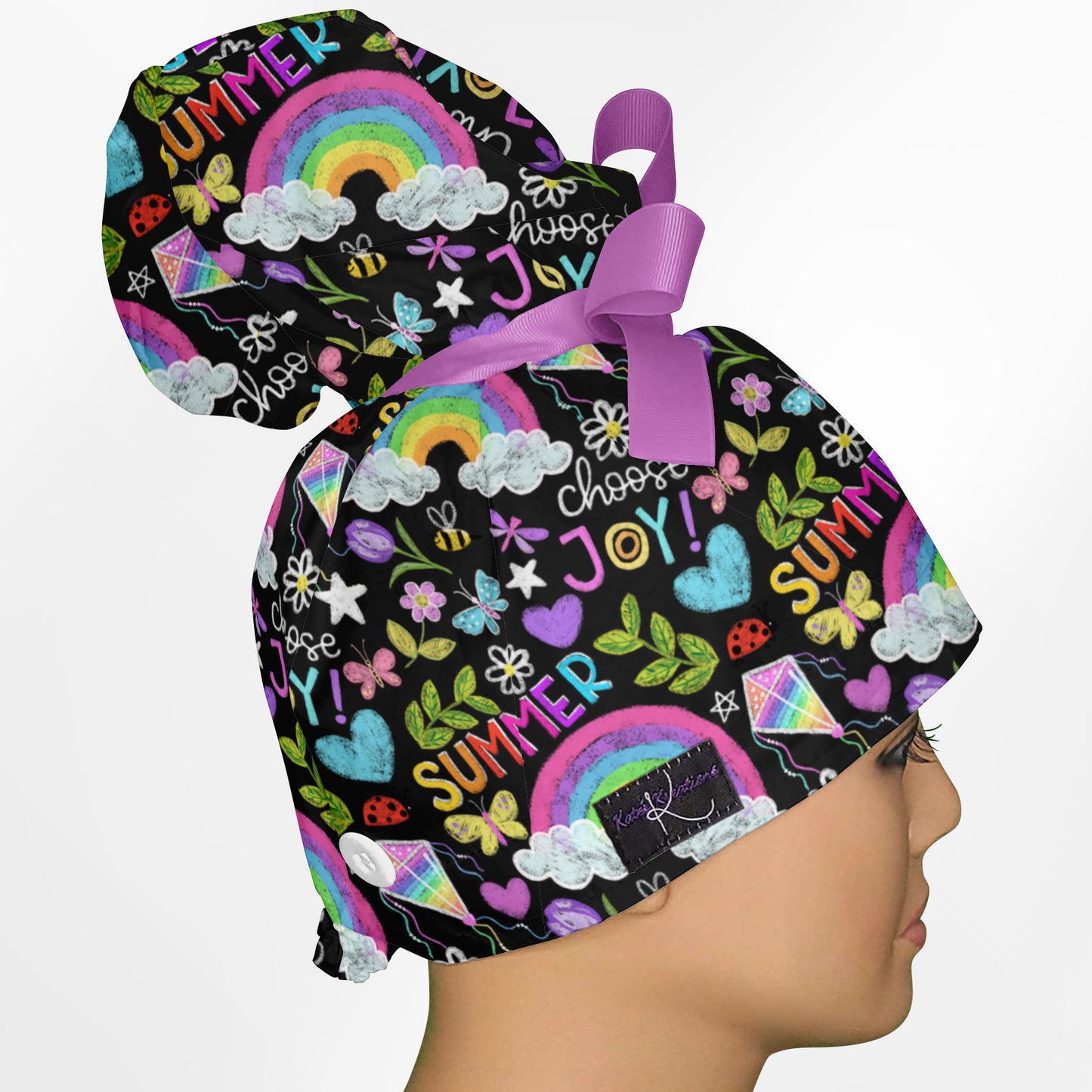Cute Summer High Bun Ponytail Scrub Cap