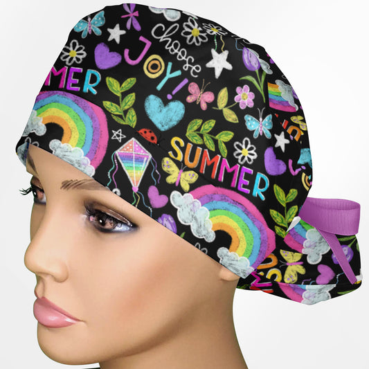 Cute Summer Ponytail Scrub Cap