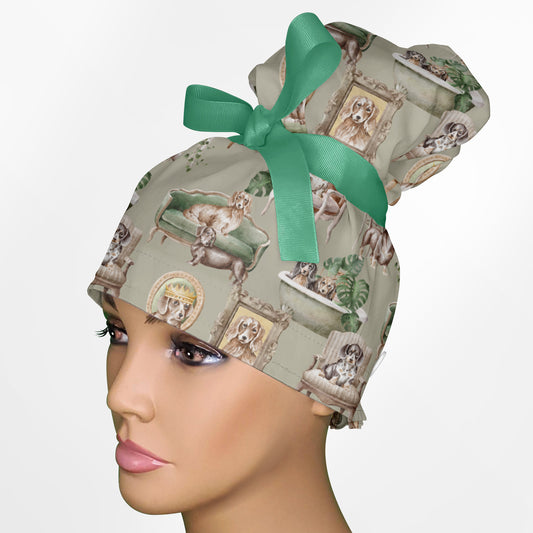 Dachshunds High Bun Ponytail Scrub Cap