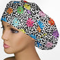 Daisy Leopard Bouffant Scrub Cap