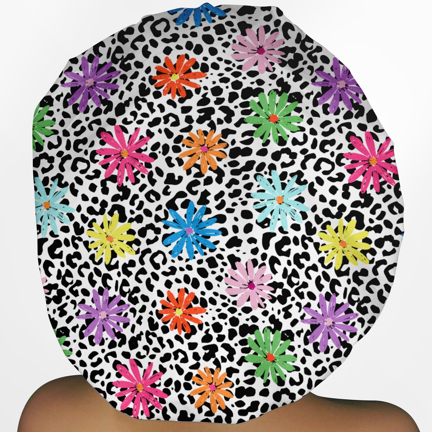Daisy Leopard Bouffant Scrub Cap