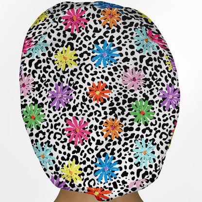 Daisy Leopard Euro Scrub Cap