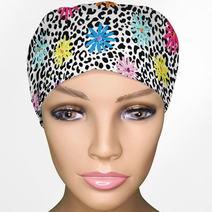 Daisy Leopard Euro Scrub Cap