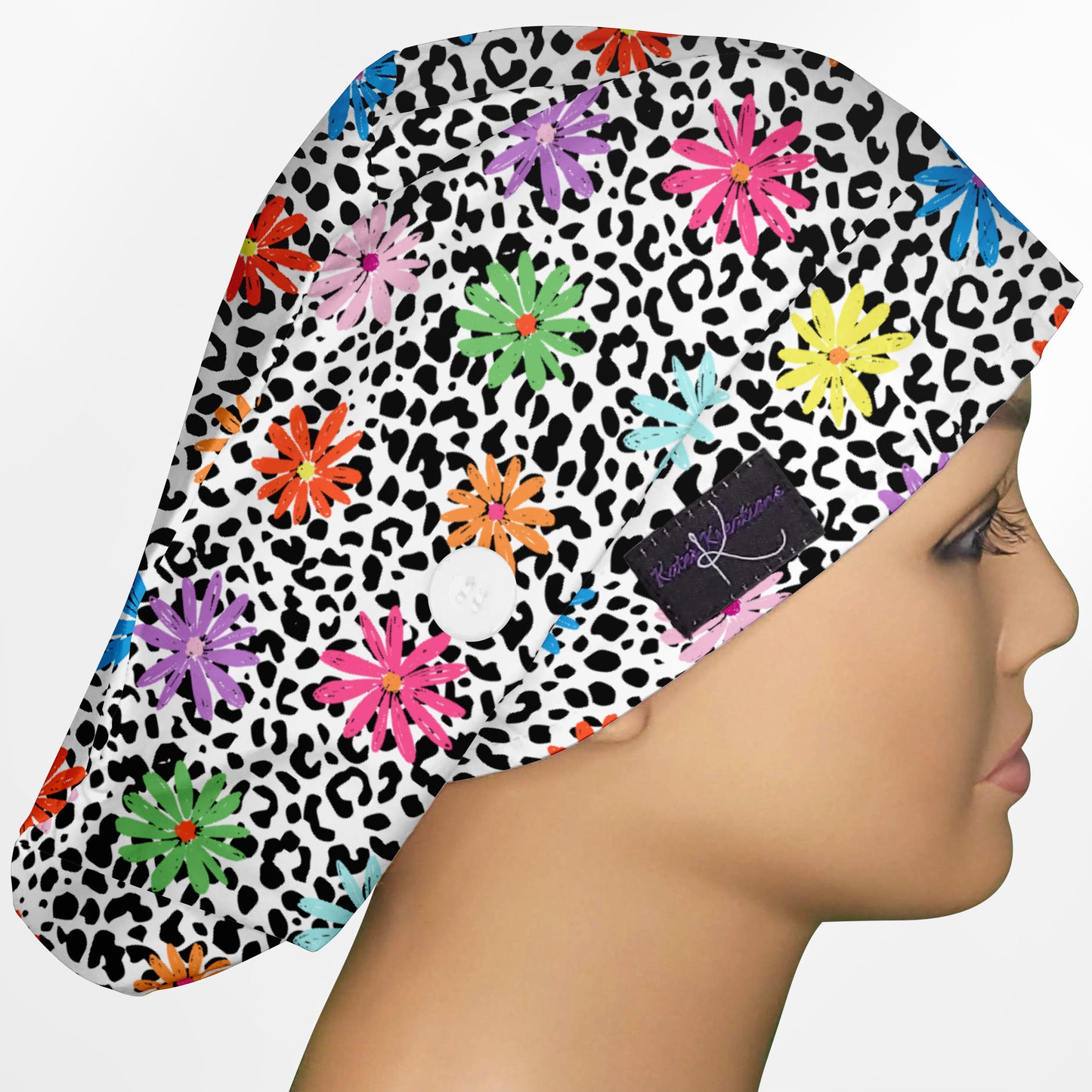 Daisy Leopard Euro Scrub Cap