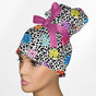 Daisy Leopard High Bun Ponytail Scrub Cap
