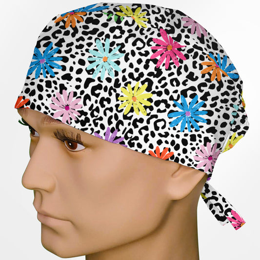Daisy Leopard Surgeon Scrub Cap