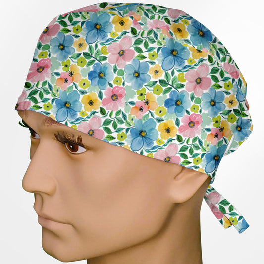Dark Pastel Floral Surgeon Scrub Cap