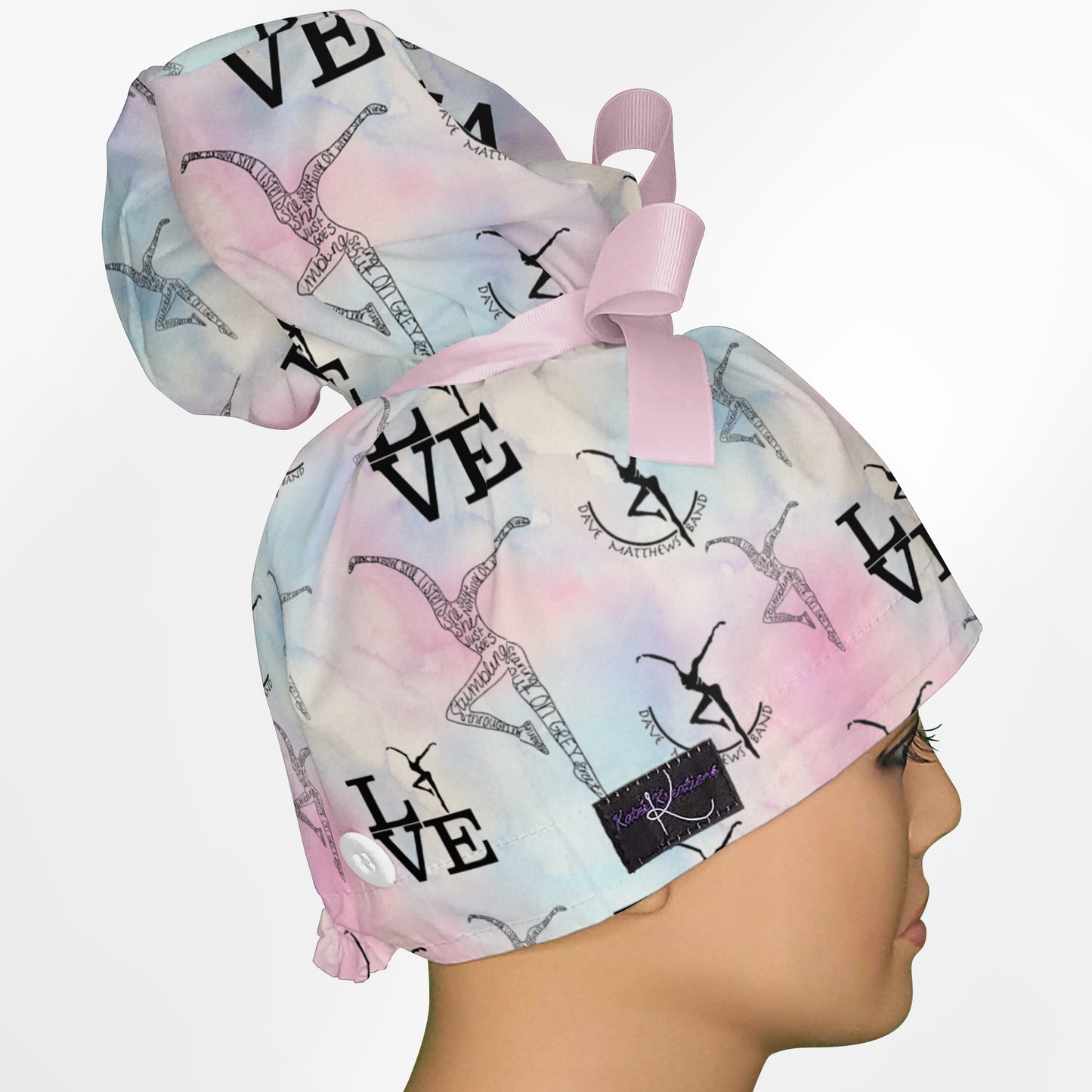 Fire Dancers High Bun Ponytail Scrub Cap