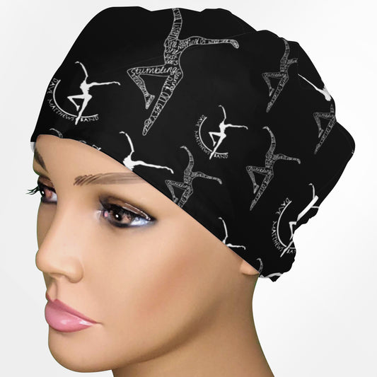 Fire Dancers - Black Low-Tie Surgeon Scrub Cap